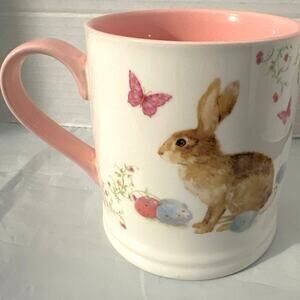 Kathryn white porcelain Easter mug by Constiline Imports.  Brand New.